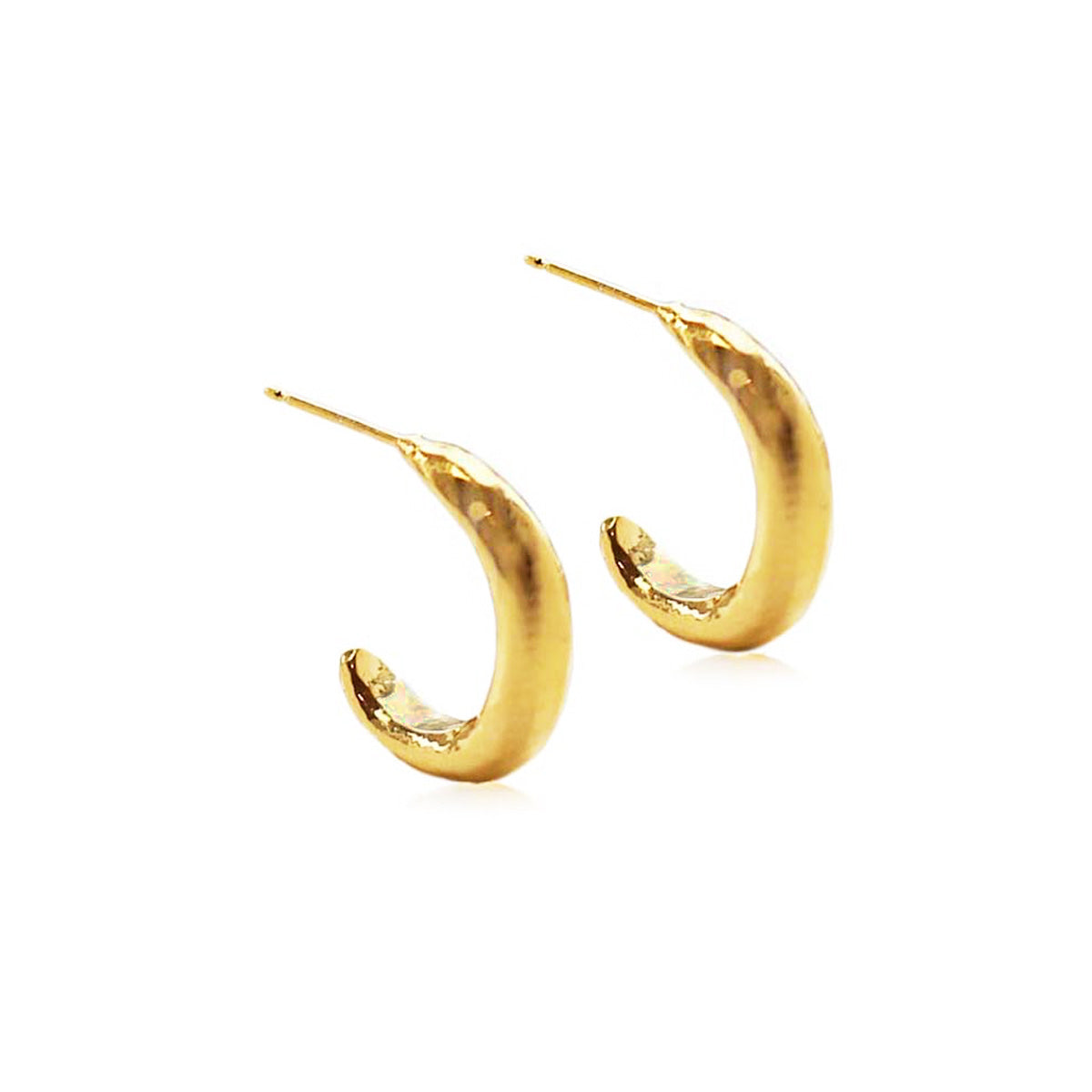 Hand Forged Open Gold Plated Hoops | Hersey & Son Silversmiths