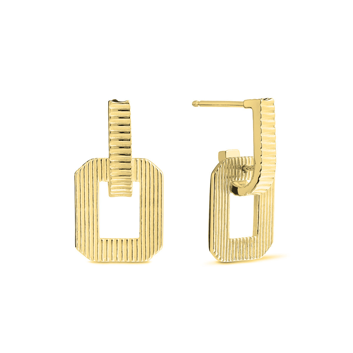 22c Gold Plate & Sterling Silver Square Deco Drop Earrings | Hersey & Son Silversmiths