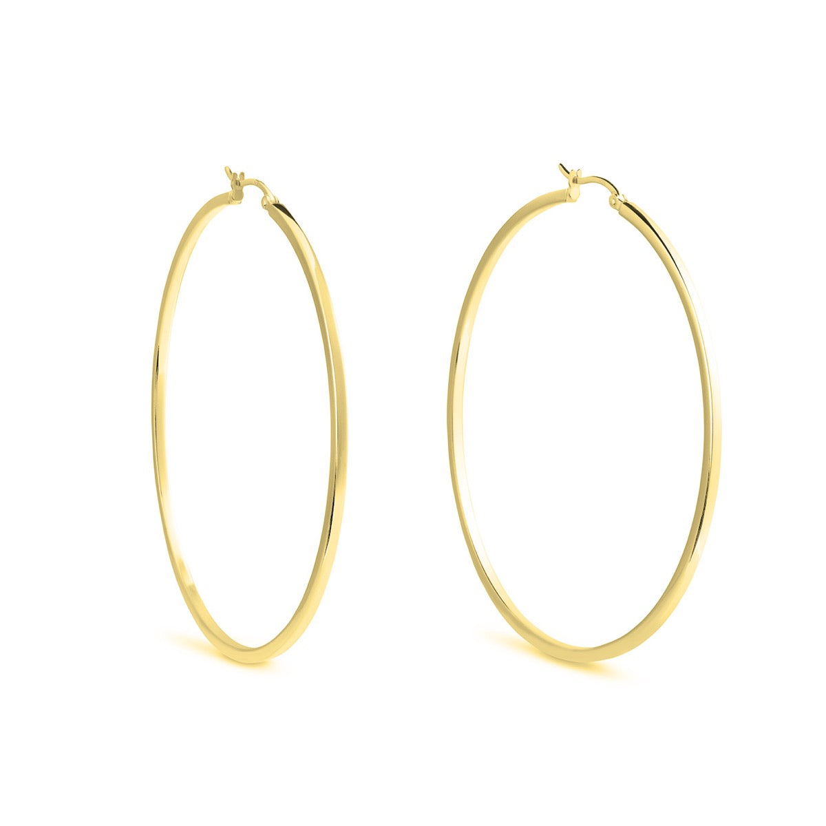 Sterling Silver and 22c Gold Plated Square Edged Hoops - Large | Hersey & Son Silversmiths