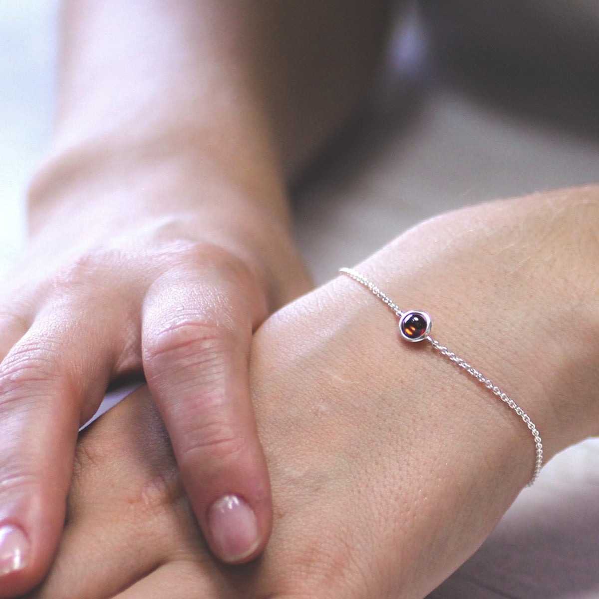 January Birthstone Silver Bracelet Garnet | Hersey & Son Silversmiths