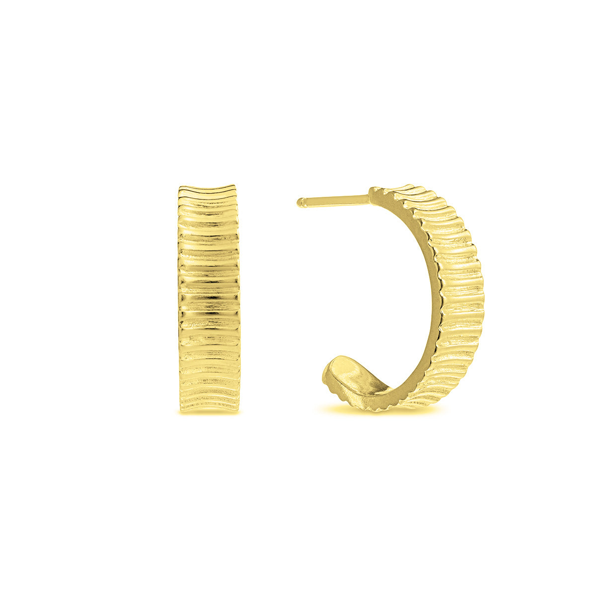 22c Gold Plated & Sterling Silver Deco Half Hoop Earrings | Hersey & Son Silversmiths