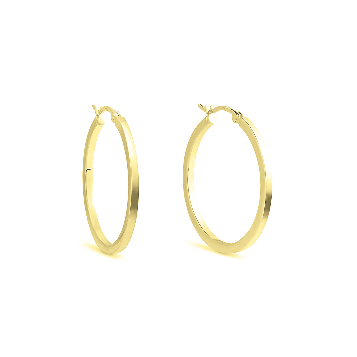 Sterling Silver and 22c Gold Plate Square Edge Hoops - Small | Hersey & Son Silversmiths
