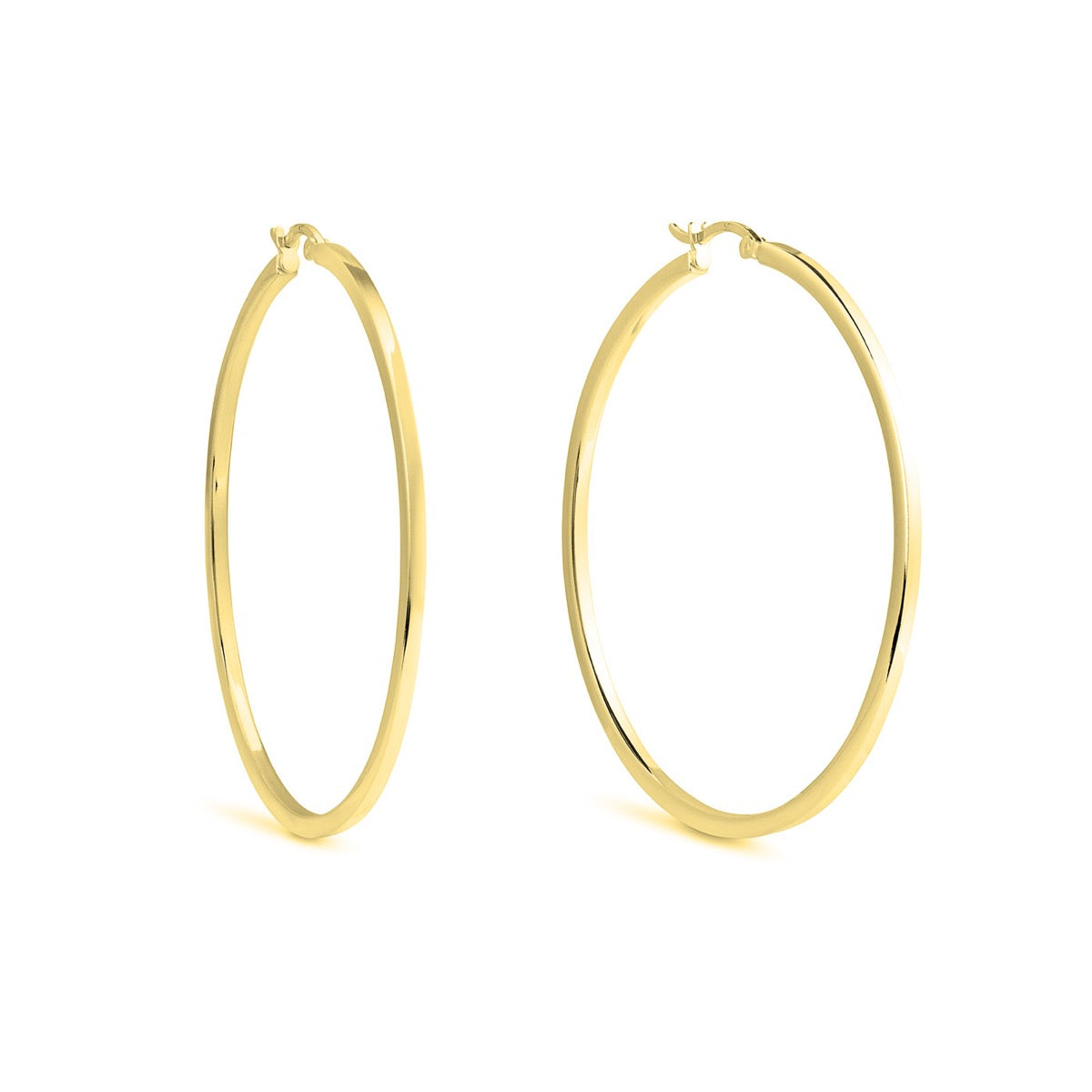 Sterling Silver and 22c Gold Plated Square Edged Hoops - Medium | Hersey & Son Silversmiths