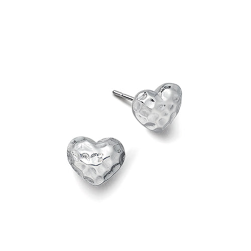 Silver Heart Earrings Hammered | Hersey & Son Silversmiths