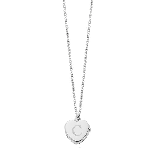 Girls Silver Initial Heart Locket Necklace | Hersey & Son Silversmiths