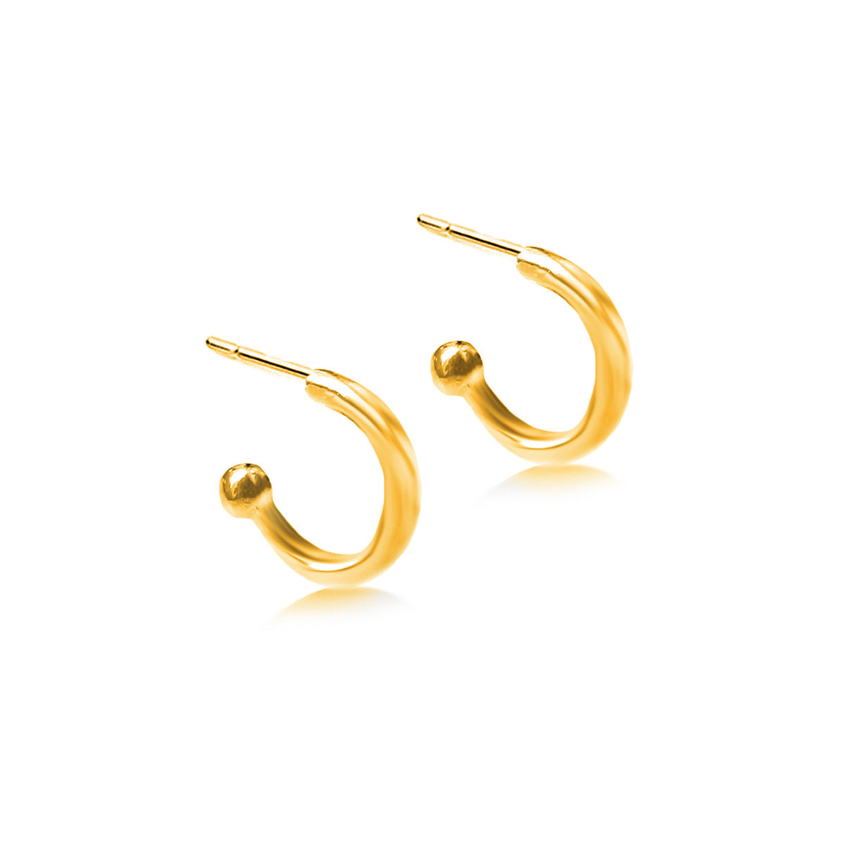 Gold Plated Ball End Open Hoop Earrings | Hersey & Son Silversmiths