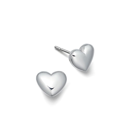 Silver Heart Stud Earrings Small | Hersey & Son Silversmiths