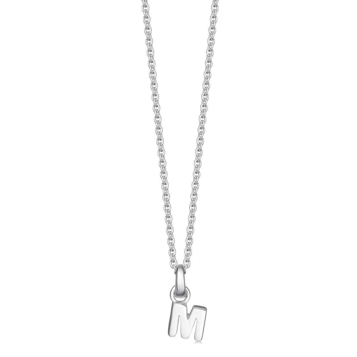 Mini Silver Letter M Initial Necklace| Hersey & Son Silversmiths