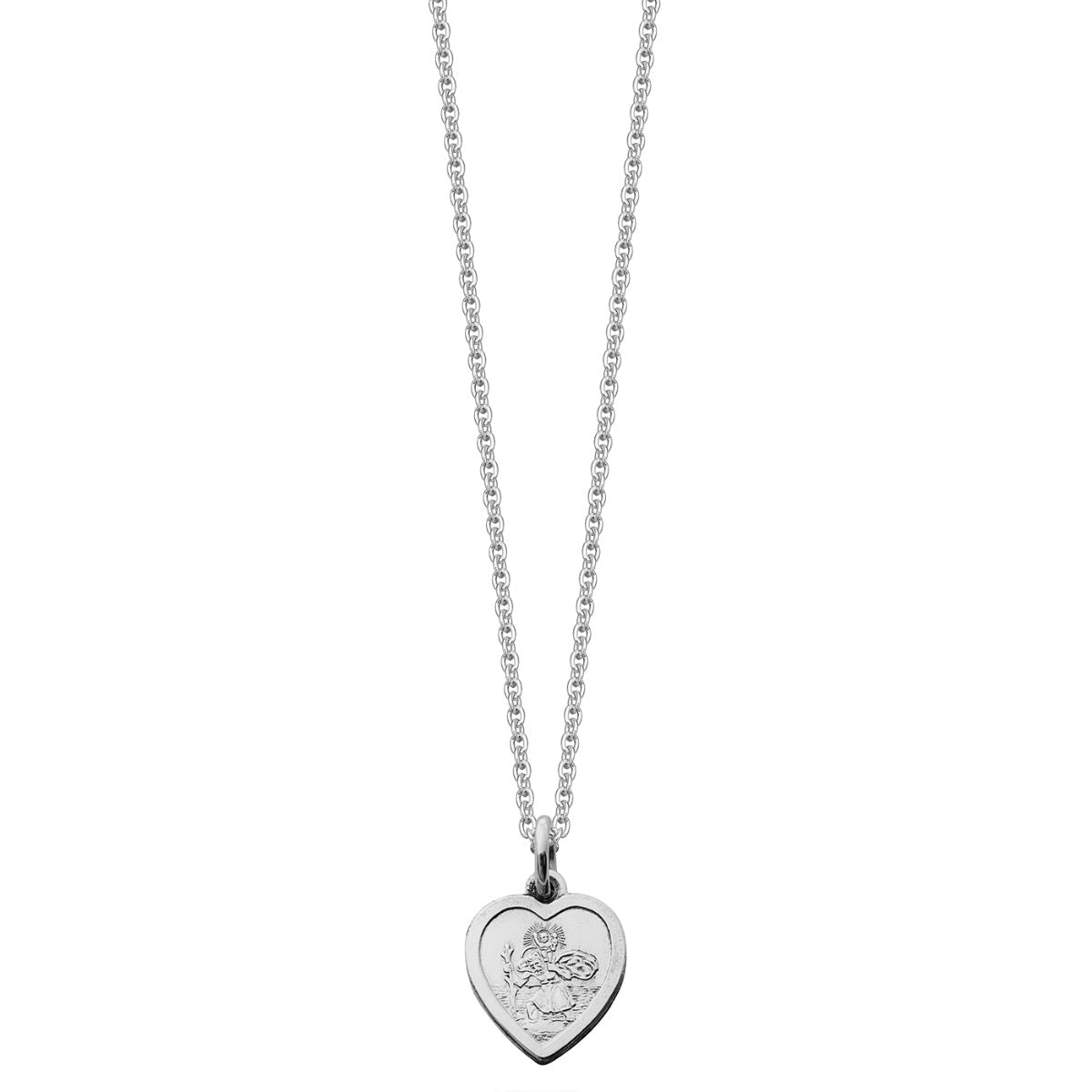 Silver Small Heart St Christopher Pendant | Hersey & Son Silversmiths