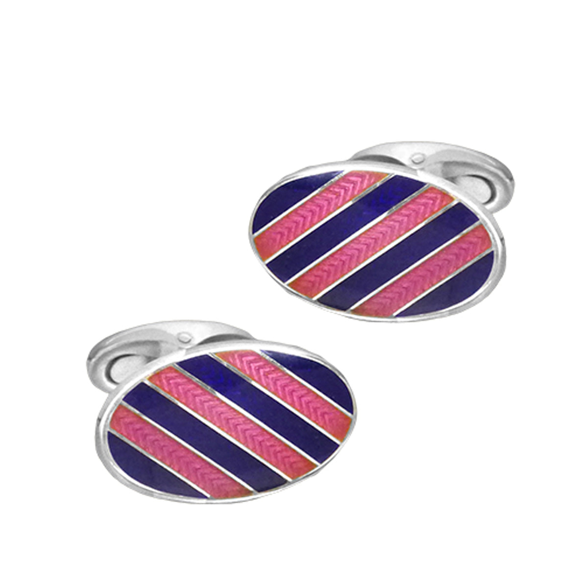 Silver and Enamel Cufflinks Navy/Pink| Hersey & Son Silversmiths