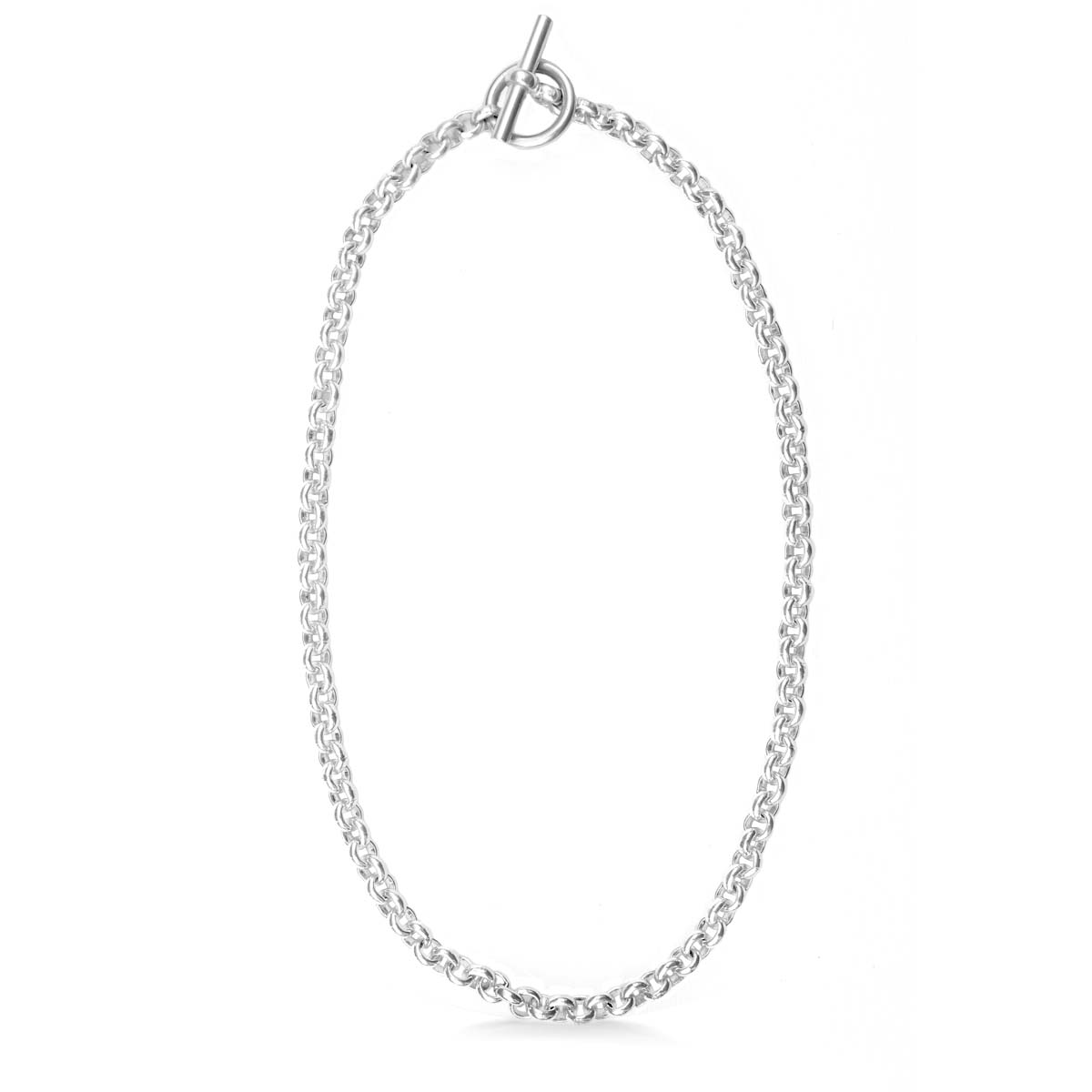 Silver Round T-Bar Belcher Chain Necklace | Hersey & Son Silversmiths