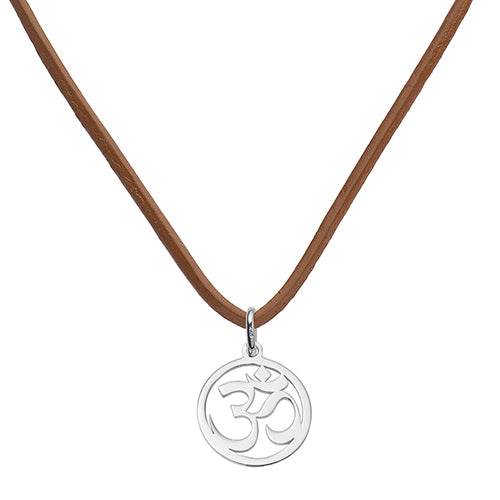 Silver Om Symbol Leather Pendant | Hersey & Son Silversmiths