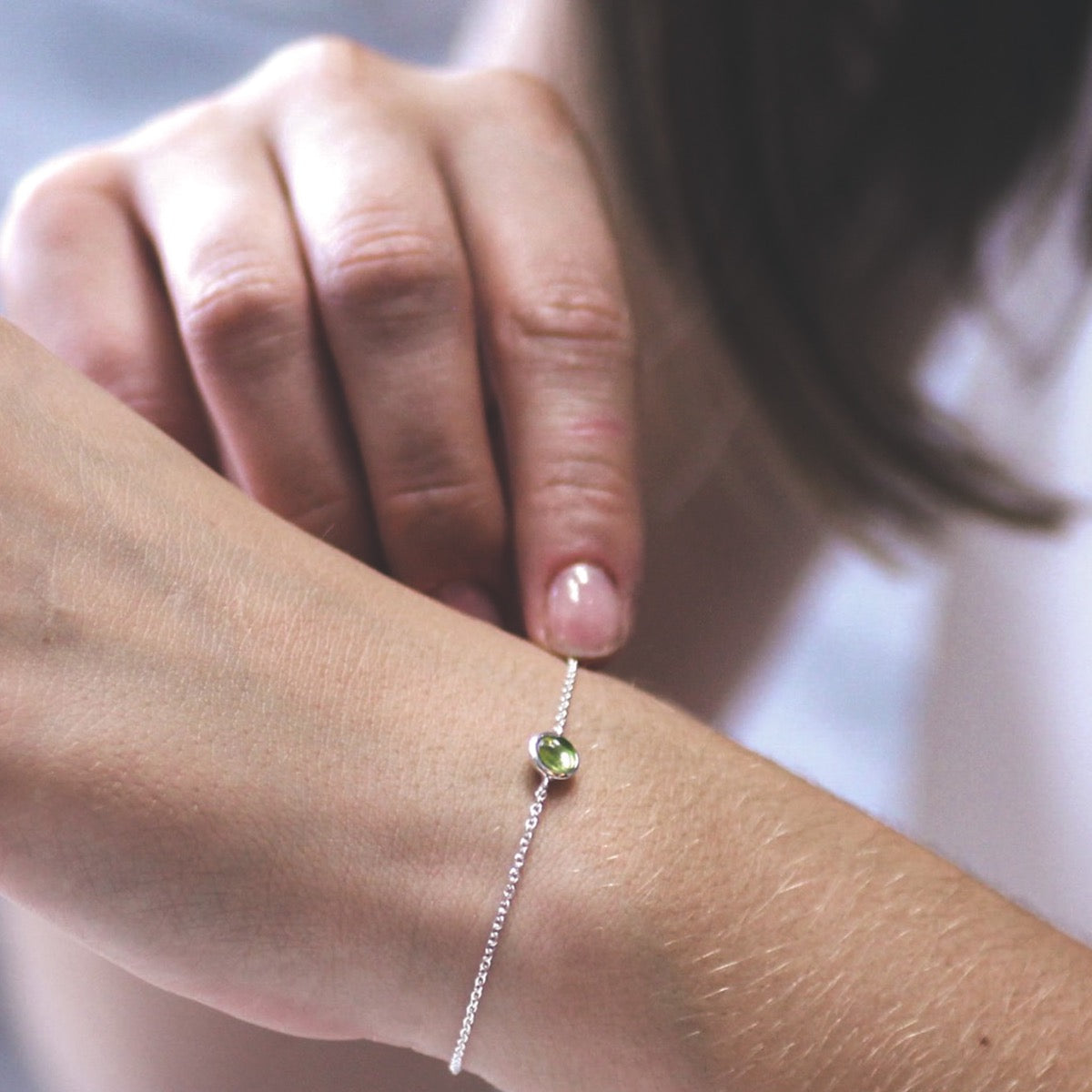 August Birthstone Silver Bracelet Peridot| Hersey & Son Silversmiths