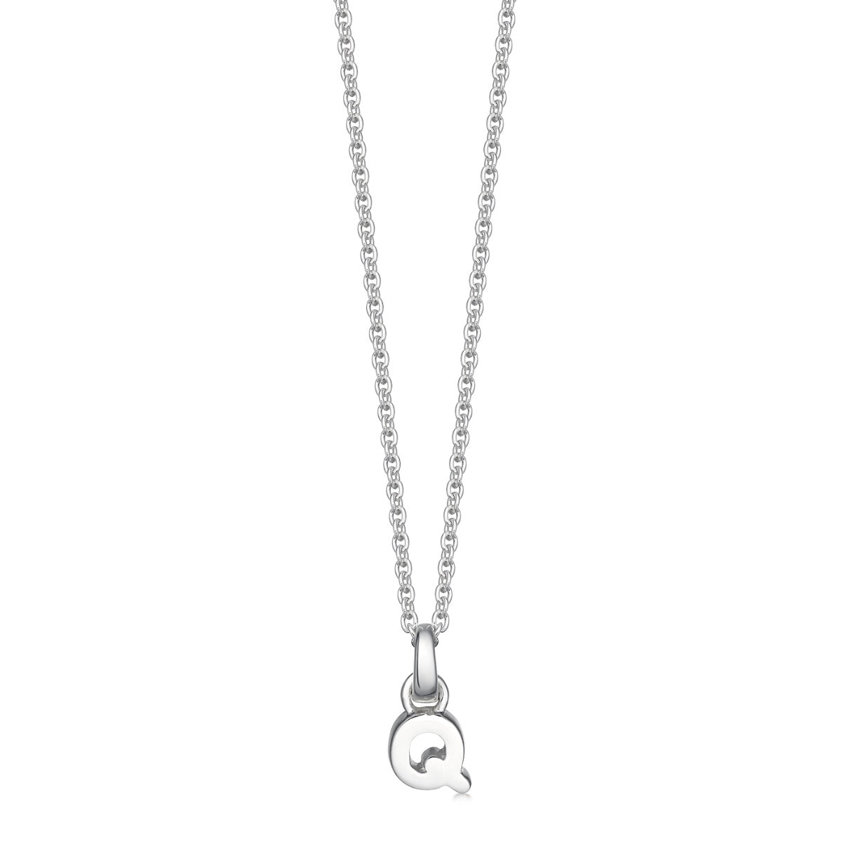 Mini Silver Letter Q Initial Necklace | Hersey & Son Silversmiths