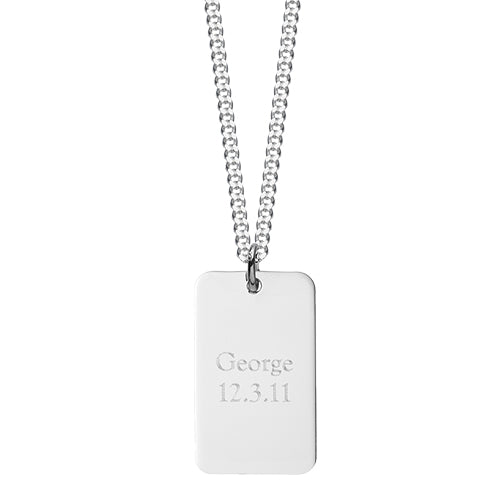 Silver Rectangular Dog Tag Pendant | Hersey & Son Silversmiths