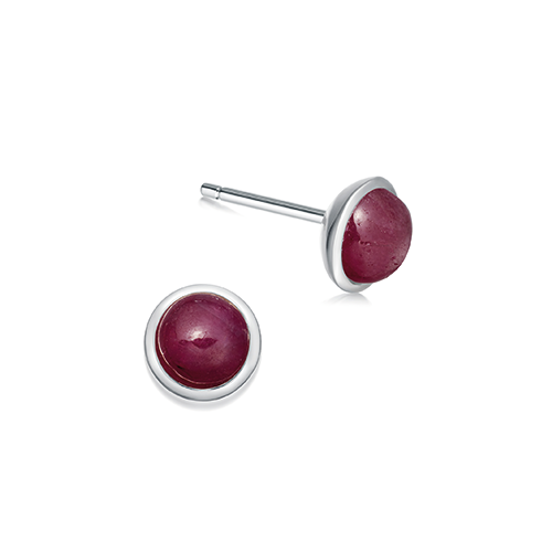 July Birthstone Silver Earrings Ruby| Hersey & Son Silversmiths