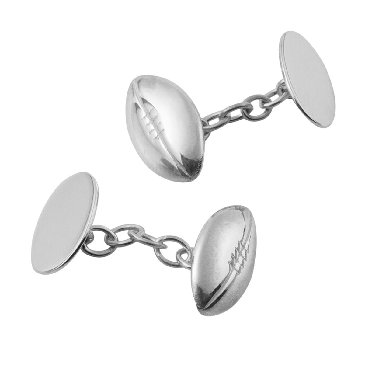 Silver Rugby Ball Cufflinks | Hersey & Son Silversmiths