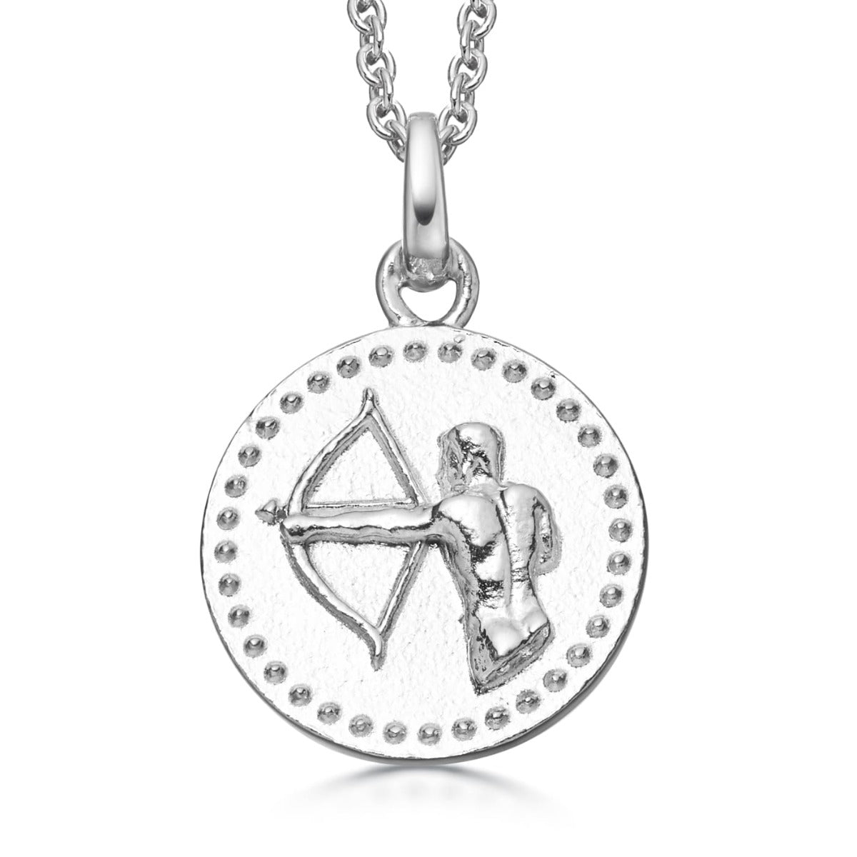 Silver Sagittarius Zodiac Necklace Modern Design | Hersey & Son Silversmiths