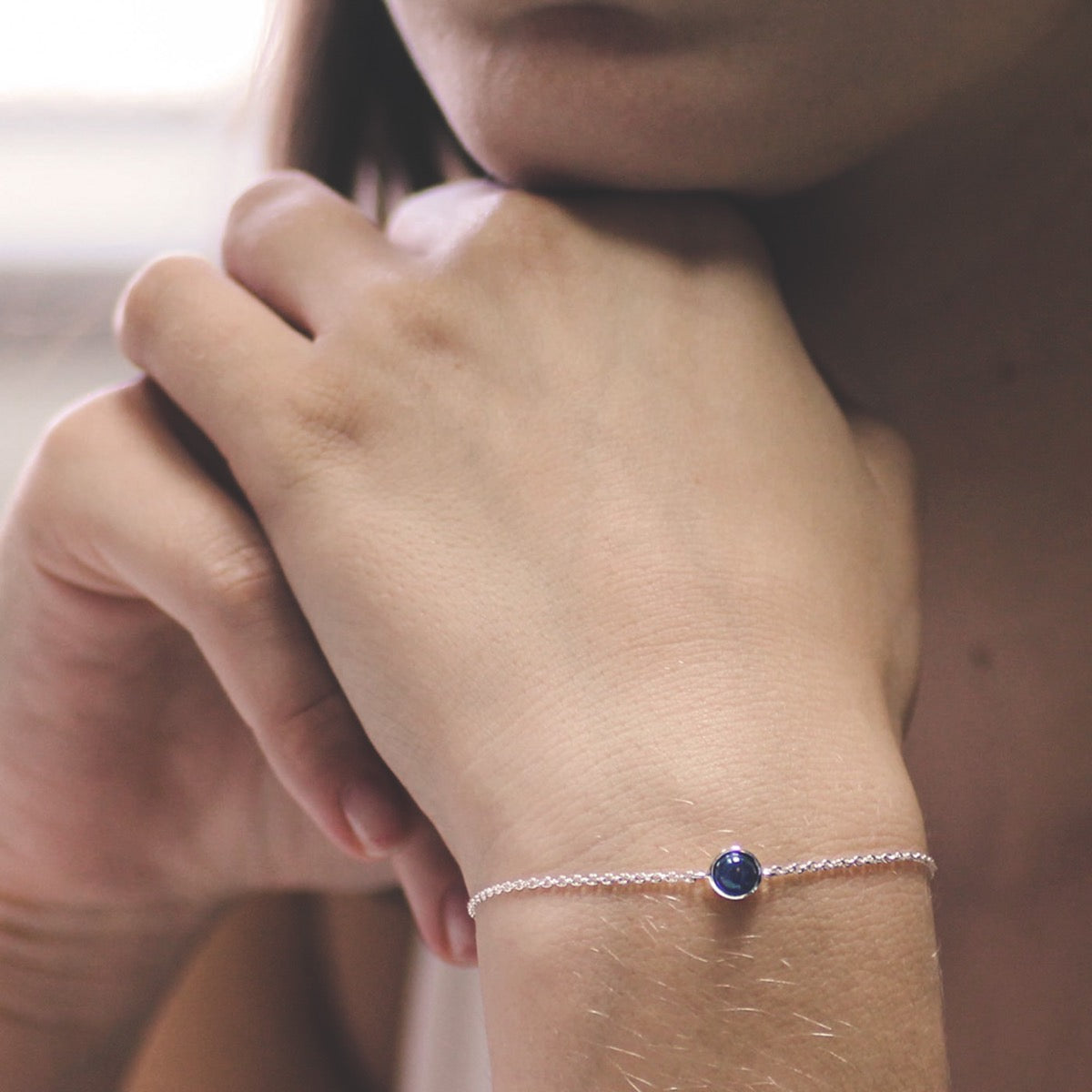 September Birthstone Silver Bracelet Sapphire | Hersey & Son Silversmiths