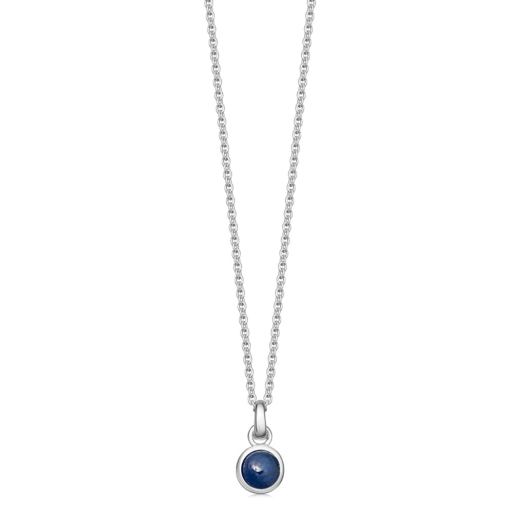 September Birthstone Silver Necklace Pendant Sapphire | Hersey & Son Silversmiths