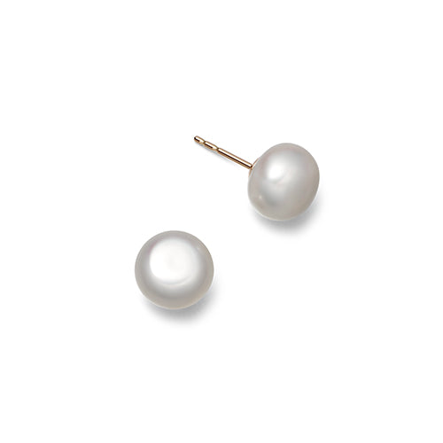 Gold Button Pearl Earrings | Hersey & Son Silversmiths