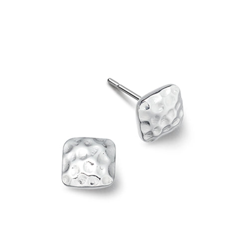 Silver Square Hammered Stud Earrings | Hersey & Son Silversmiths