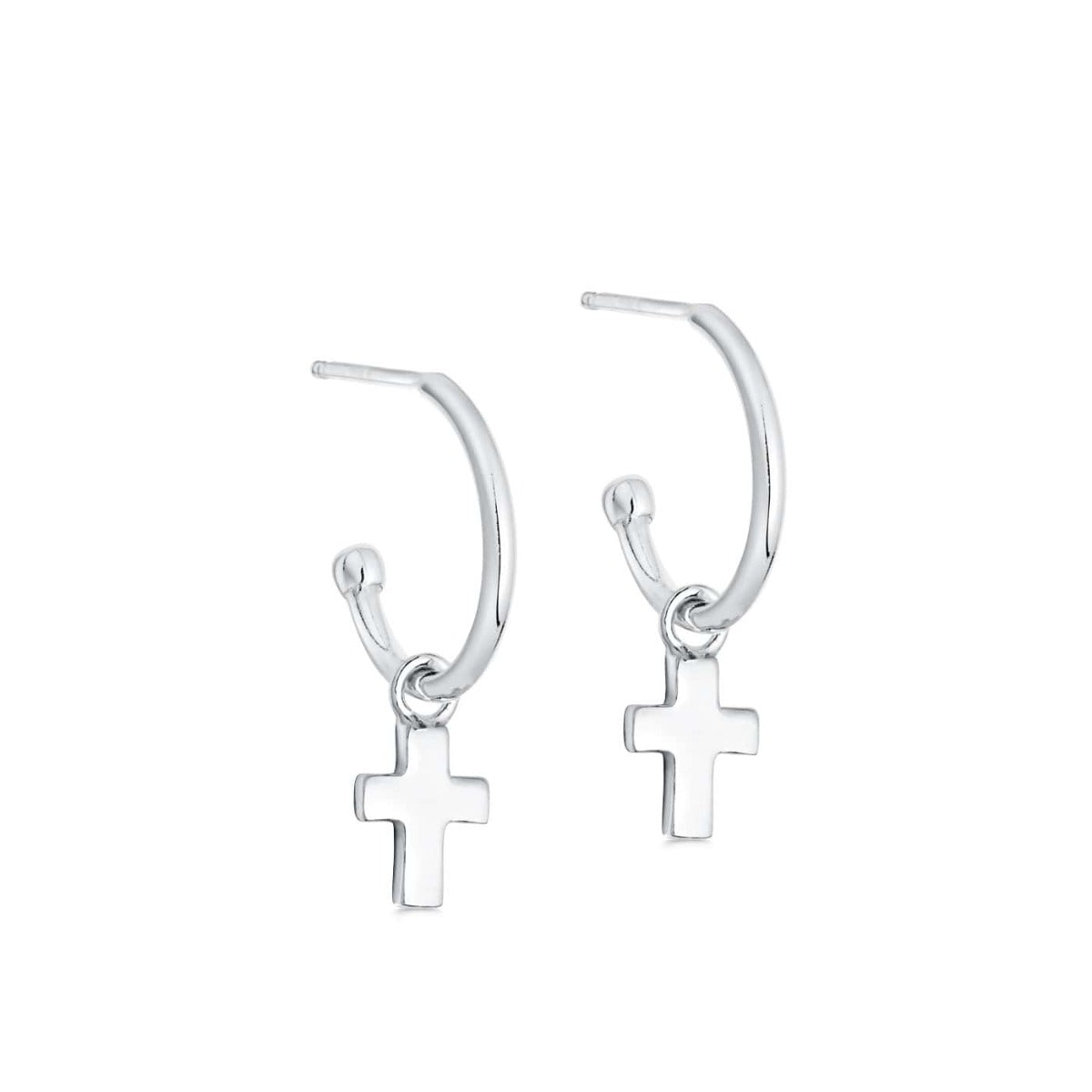 Silver Cross Hoop Earrings | Hersey & Son Silversmiths