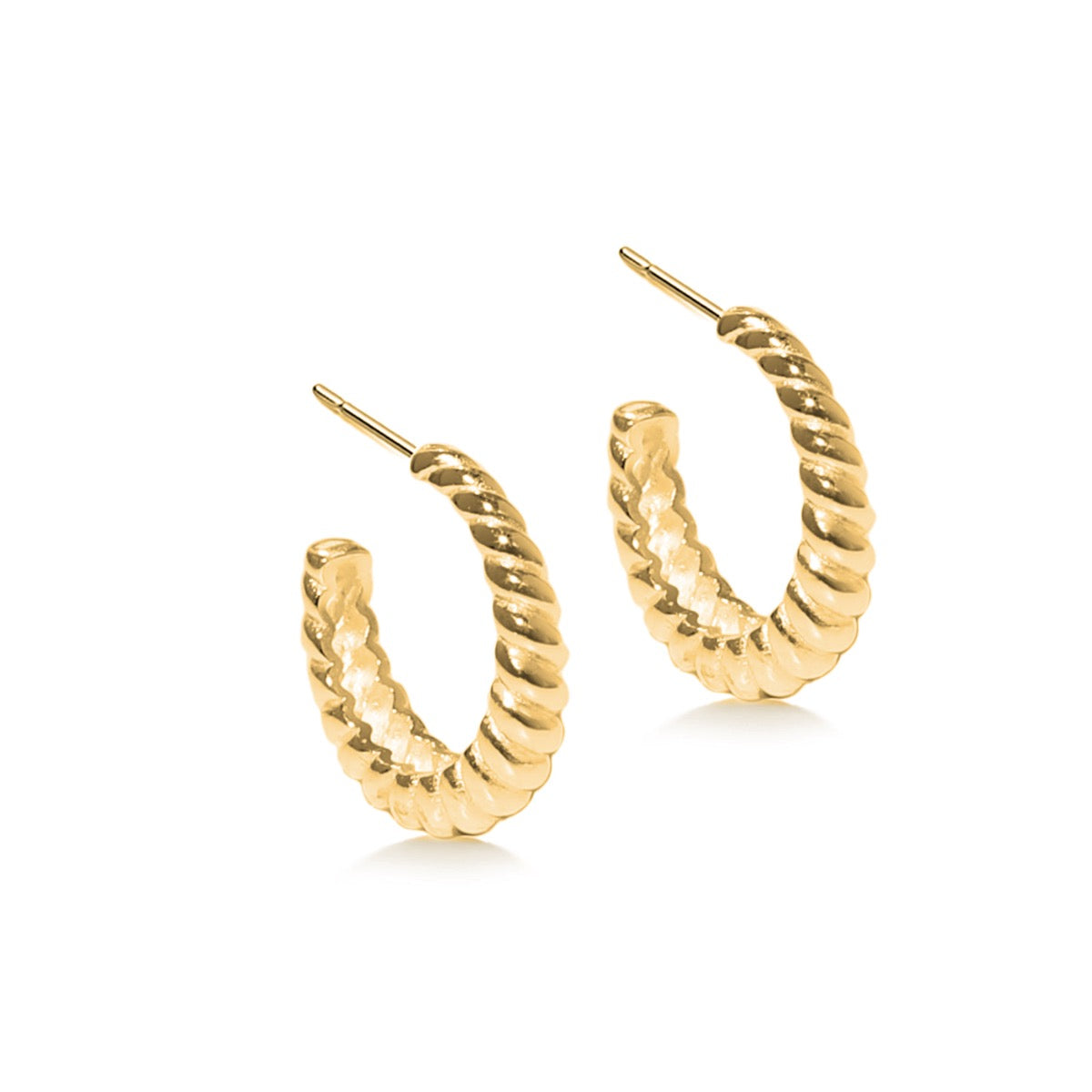 Chunky Gold Plated Twisted Hoop Earring | Hersey & Son Silversmiths