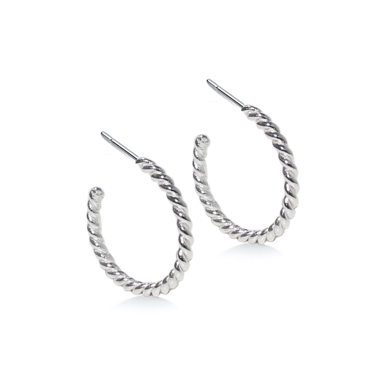 Slim Sterling Silver Twisted Hoop Earrings | Hersey & Son Silversmiths