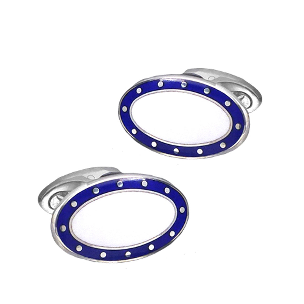 Silver White & Navy Enamel Cufflinks | Hersey & Son Silversmiths