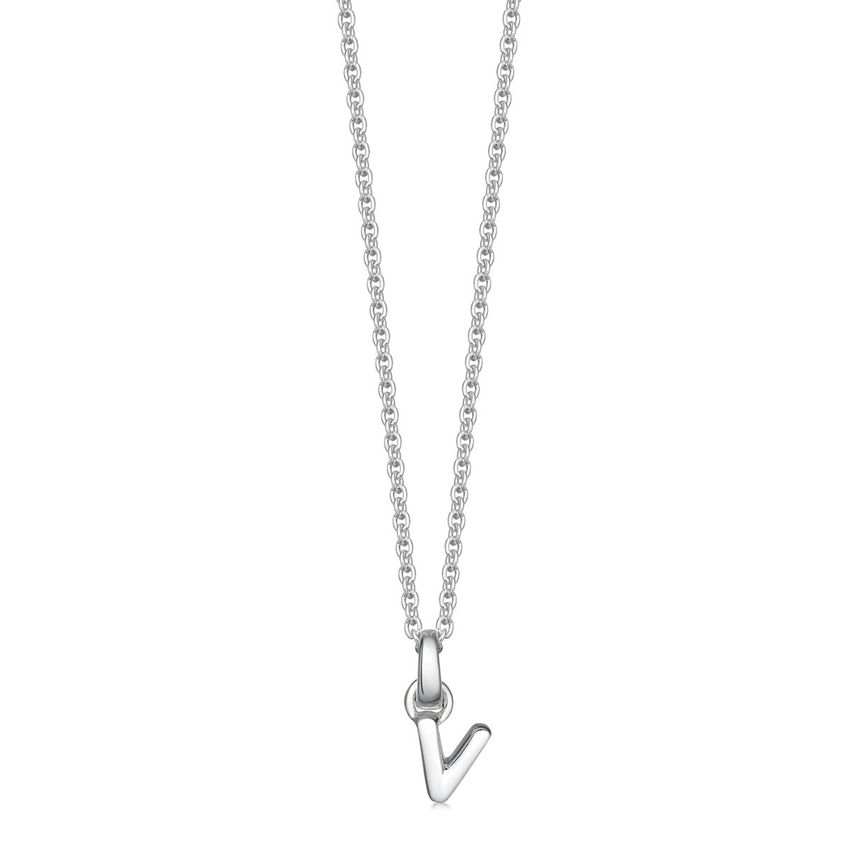 Mini Silver Letter V Necklace Pendant | Hersey & Son Silversmiths