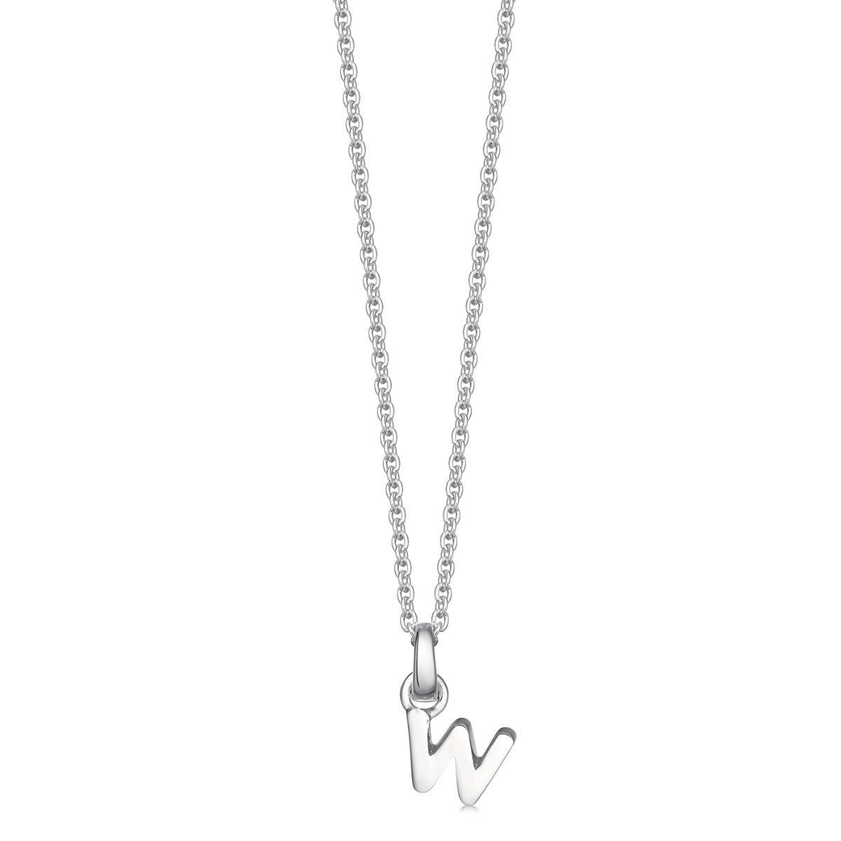 Mini Silver Letter W Necklace Necklace | Hersey & Son Silversmiths