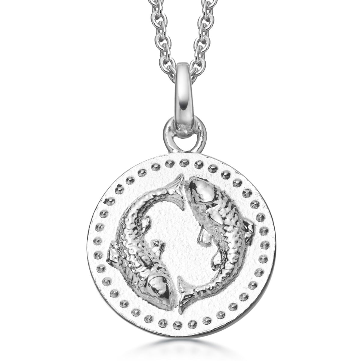 Silver Pisces Zodiac Necklace Modern Design | Hersey & Son Silversmiths