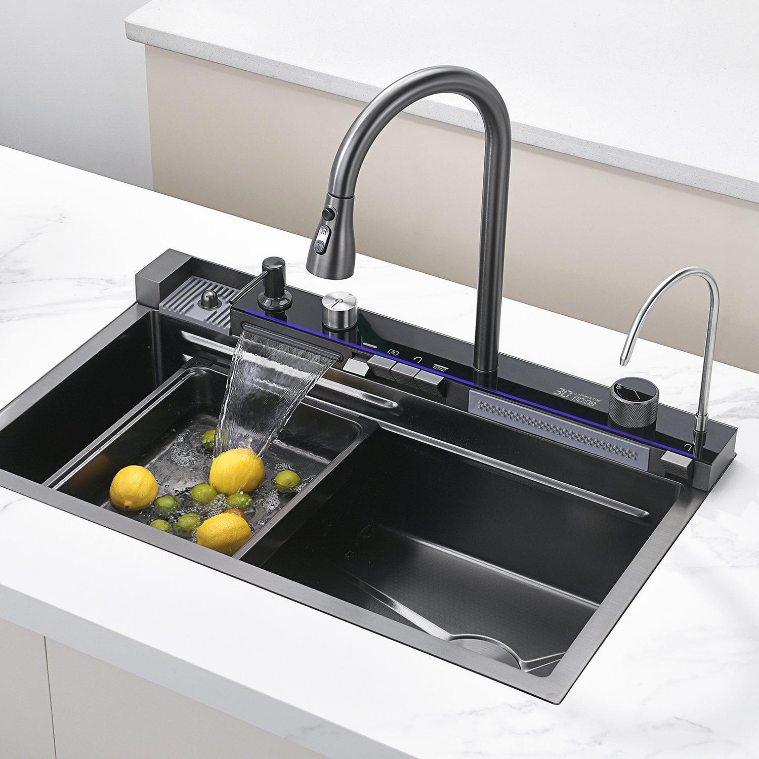 Waterfall Workstation Kitchen Sink Set With Digital Temperature – FLAME AND  FLAVOR