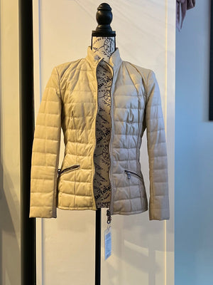 LEATHER GOOSE FEATHER FILLED CROP JIPPER JKT - Dimitrios Furs - Goose Feather Jacket