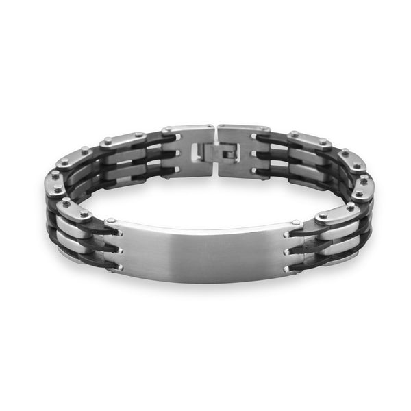 B005101 - Men's Stainless Steel & Rubber ID Bracelet – Lionne Designs