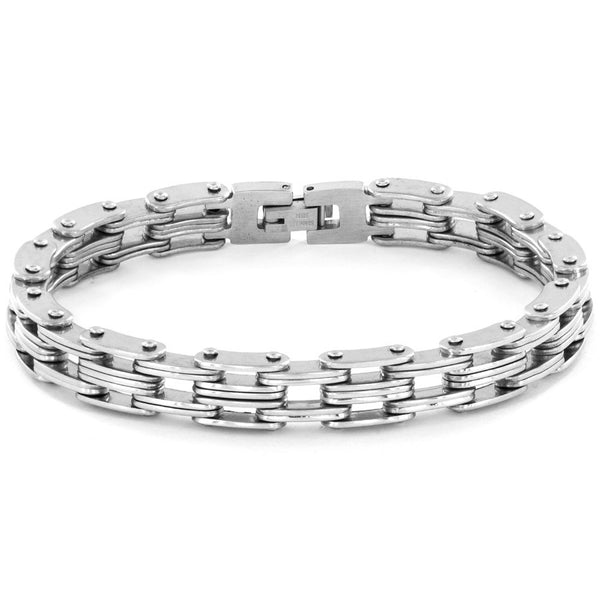 B047009 - Men's Stainless Steel Bicycle Style Chain Link Bracelet ...