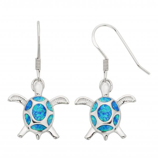 E028063 - Sterling Silver and Inlay Blue Opal Turtle Earrings – Lionne ...