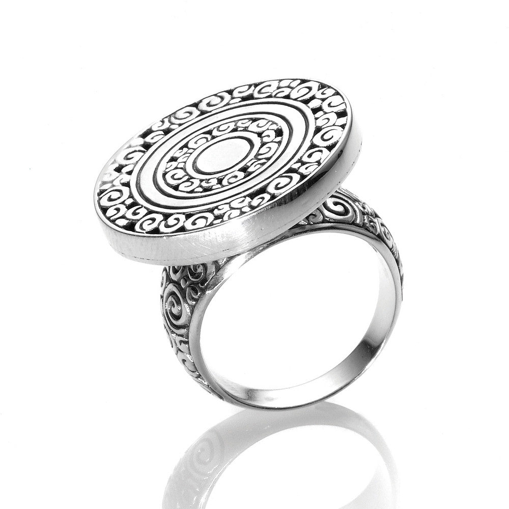 R005043 - Oxidized and Polished Sterling Silver Spiral Design Ring ...