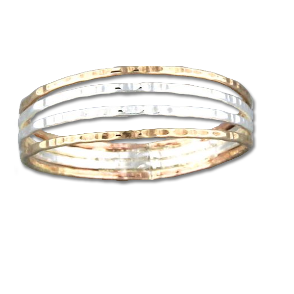 R064003 - Textured Sterling Silver and Gold-Filled 4 Wire Ring
