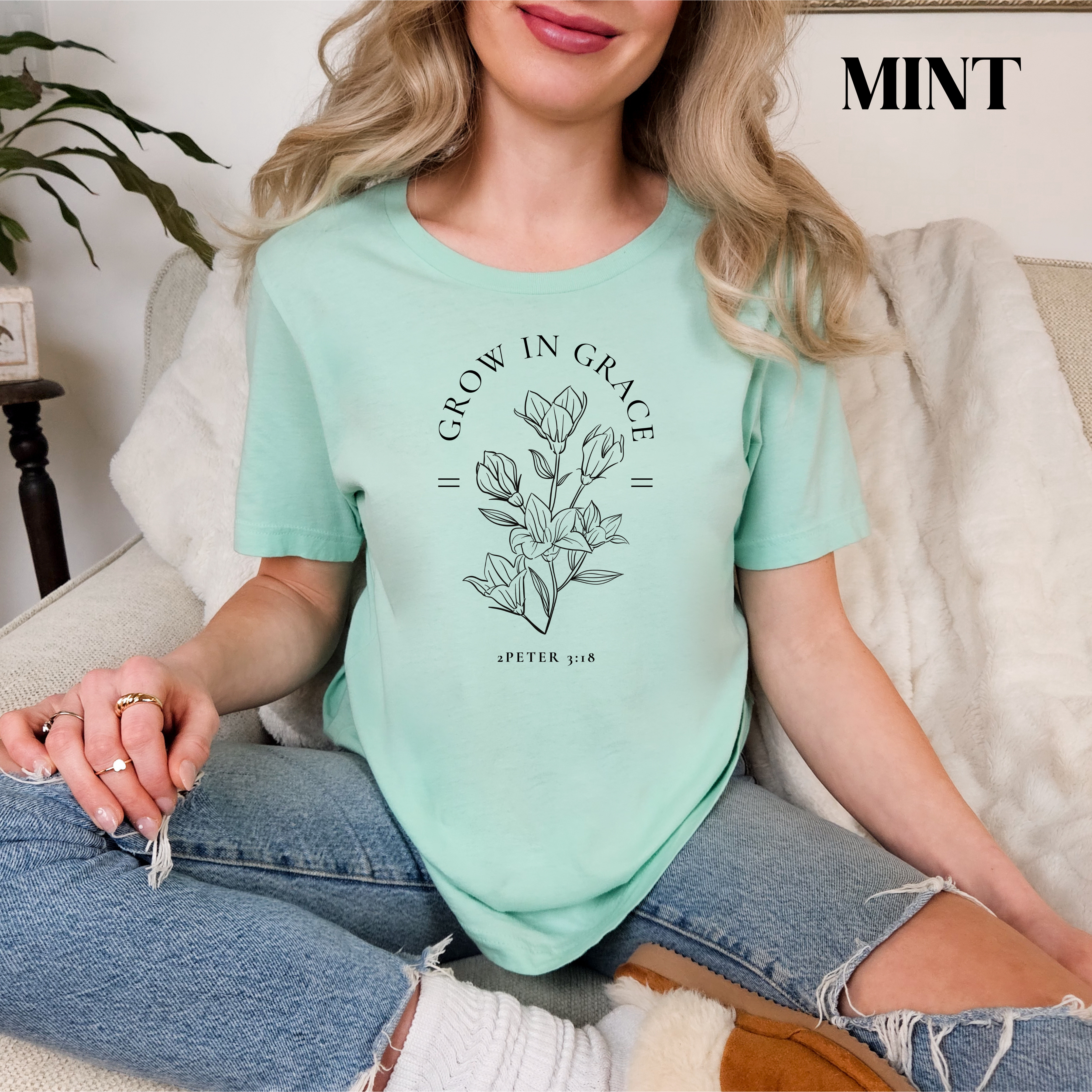 Grow In Grace Black Deisgn On Bella Canvas Unisex Jersey Short Sleeve Tee