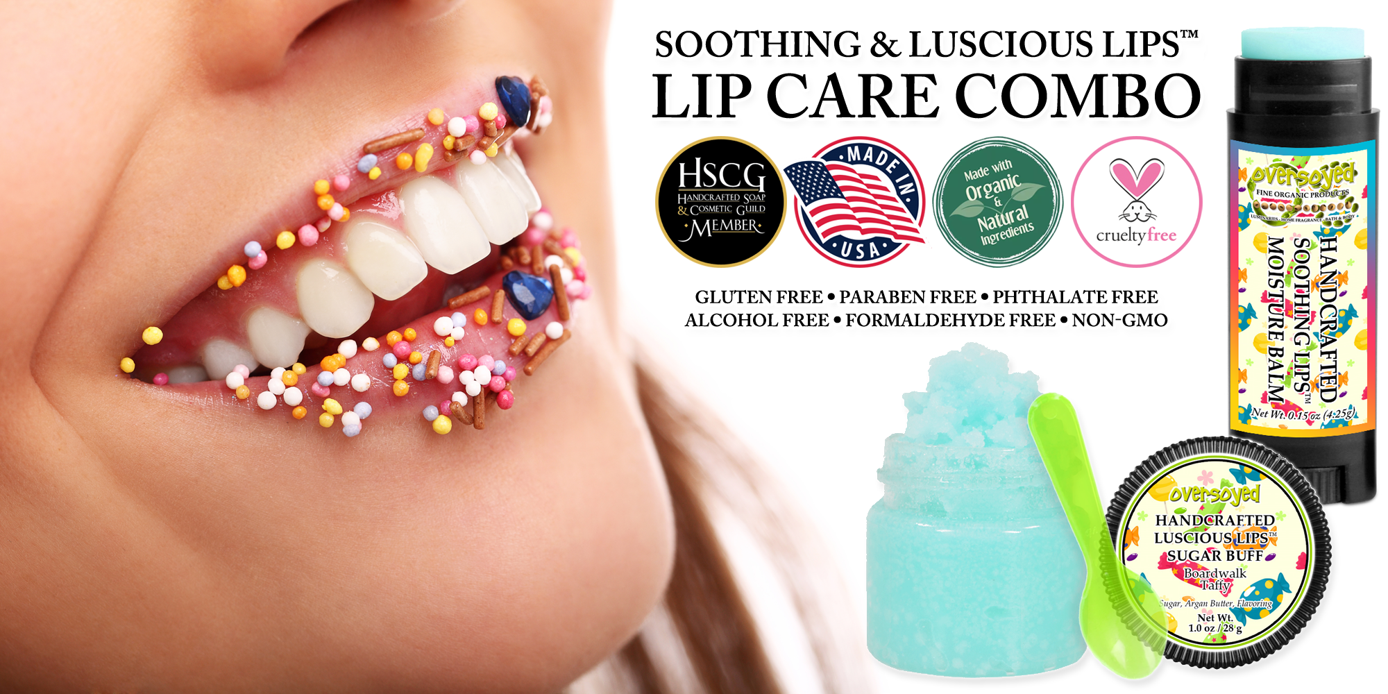 OverSoyed Fine Organic Products - Soothing & Luscious Lips™ Lip Care Combo