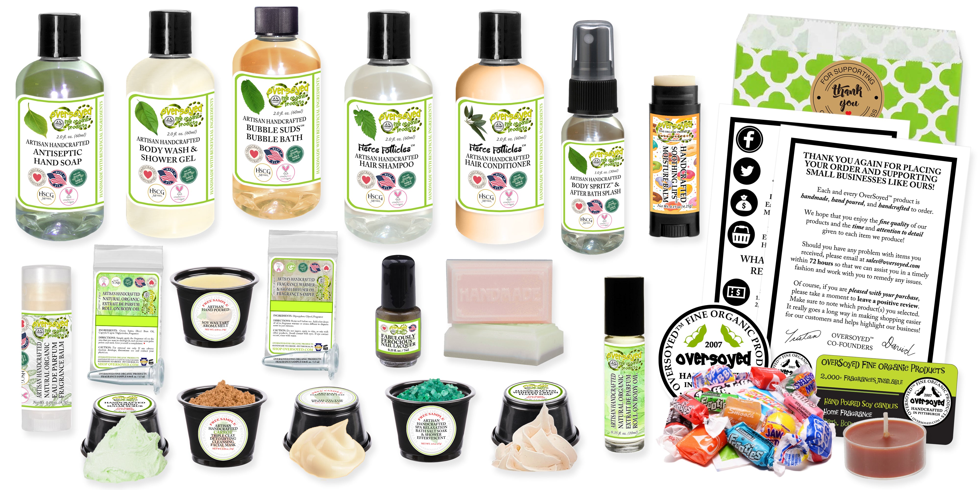 OverSoyed Fine Organic Products - Free Samples With Every Order - Bath, Body, Beauty Care, Home Fragrance