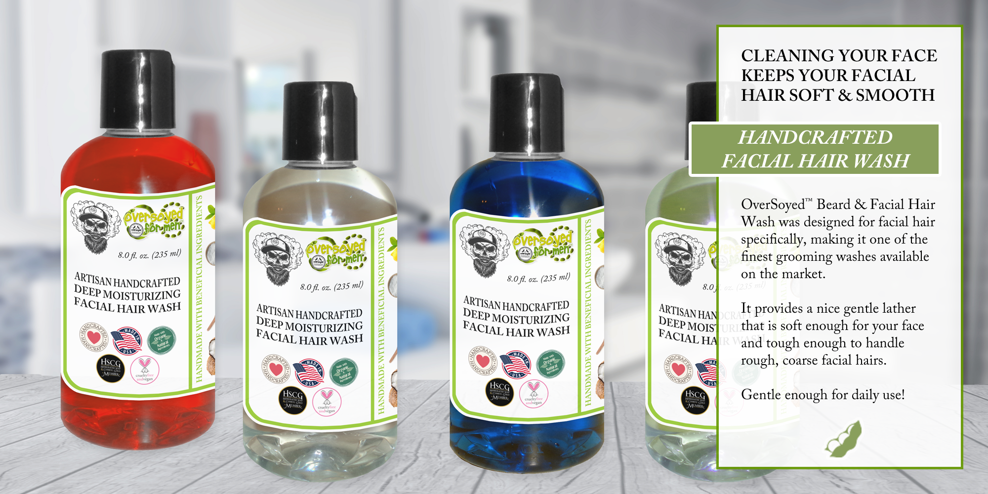 OverSoyed Fine Organic Products - Artisan Handcrafted Facial Hair Wash