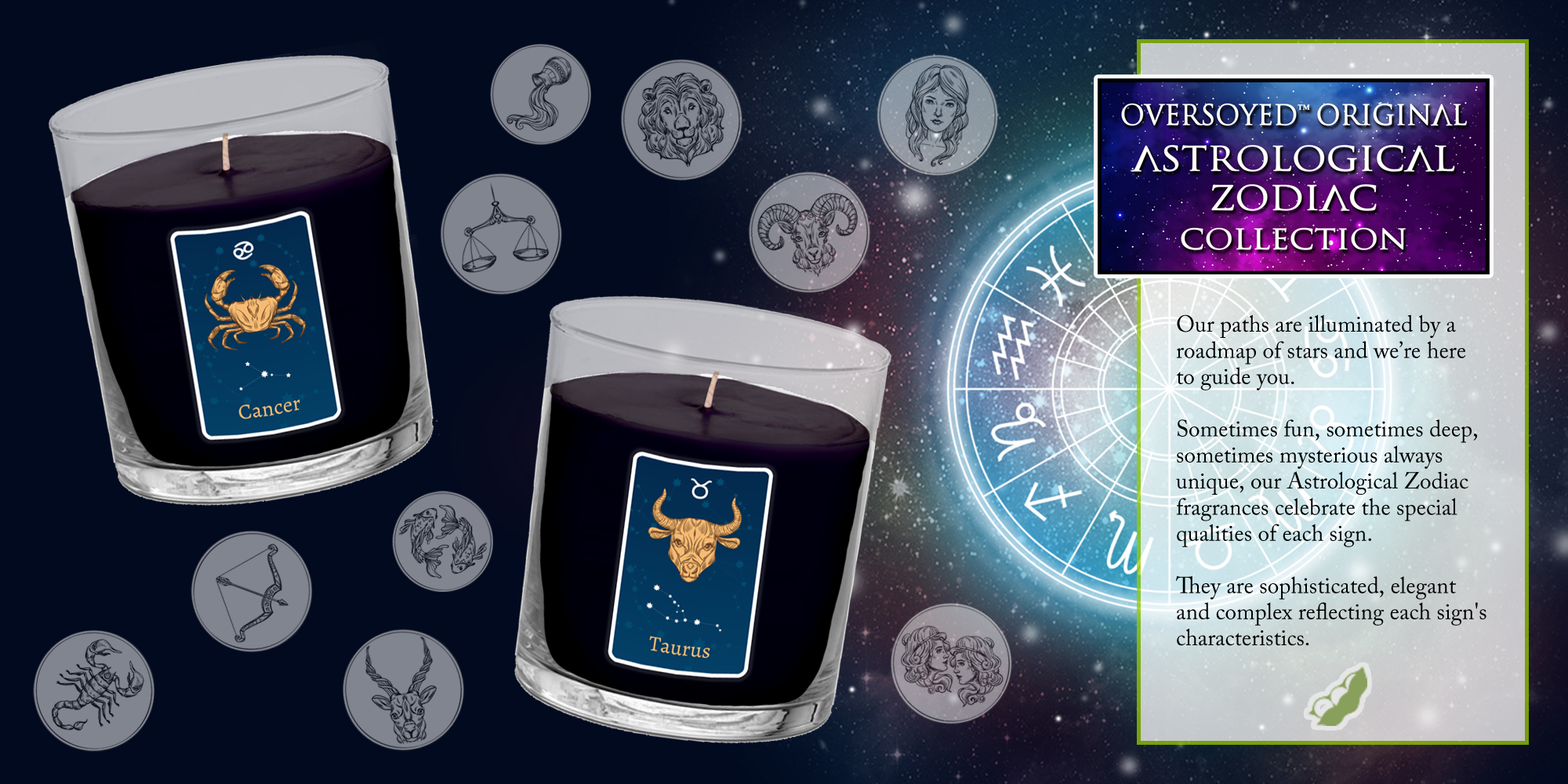 OverSoyed Fine Organic Products - Zodiac Astrological Sign Hand Poured Soy Glass Tumbler Candle Collection