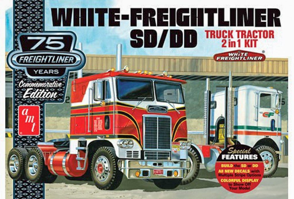 AMT White Freightliner 2-in-1 SD/DD Cabover 1046 1/25 Model Building K