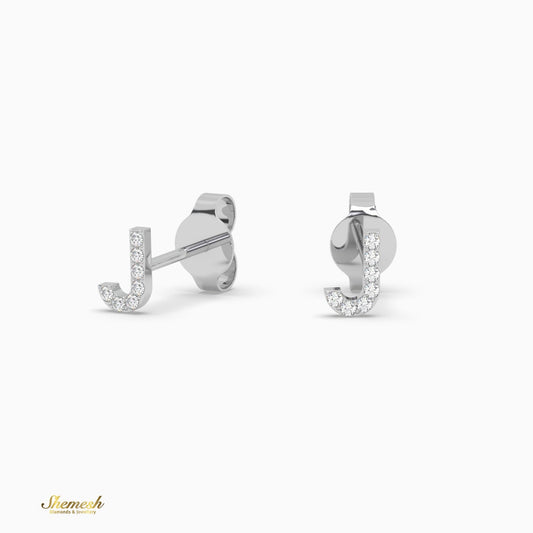 18K Gold 'J' Initial Stud Earrings - shemesh_diamonds