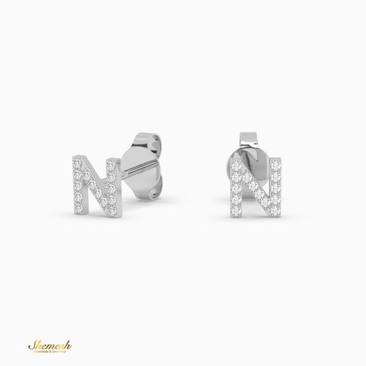 18K Gold 'N' Initial Stud Earrings - shemesh_diamonds