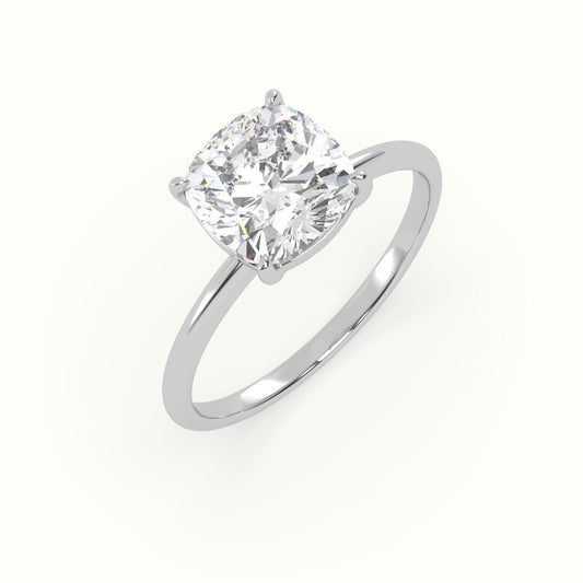 18k Gold Cushion Cut Solitaire Engagement Ring - shemesh_diamonds