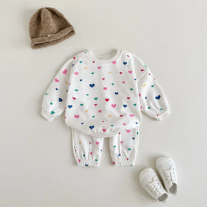 Baby Girls Multi Color Hearts top and Bottoms Set - Koko Krush Kid